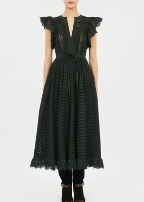 Formed Look Ulla Johnson Olga Flutter Sleeve Midi Dress