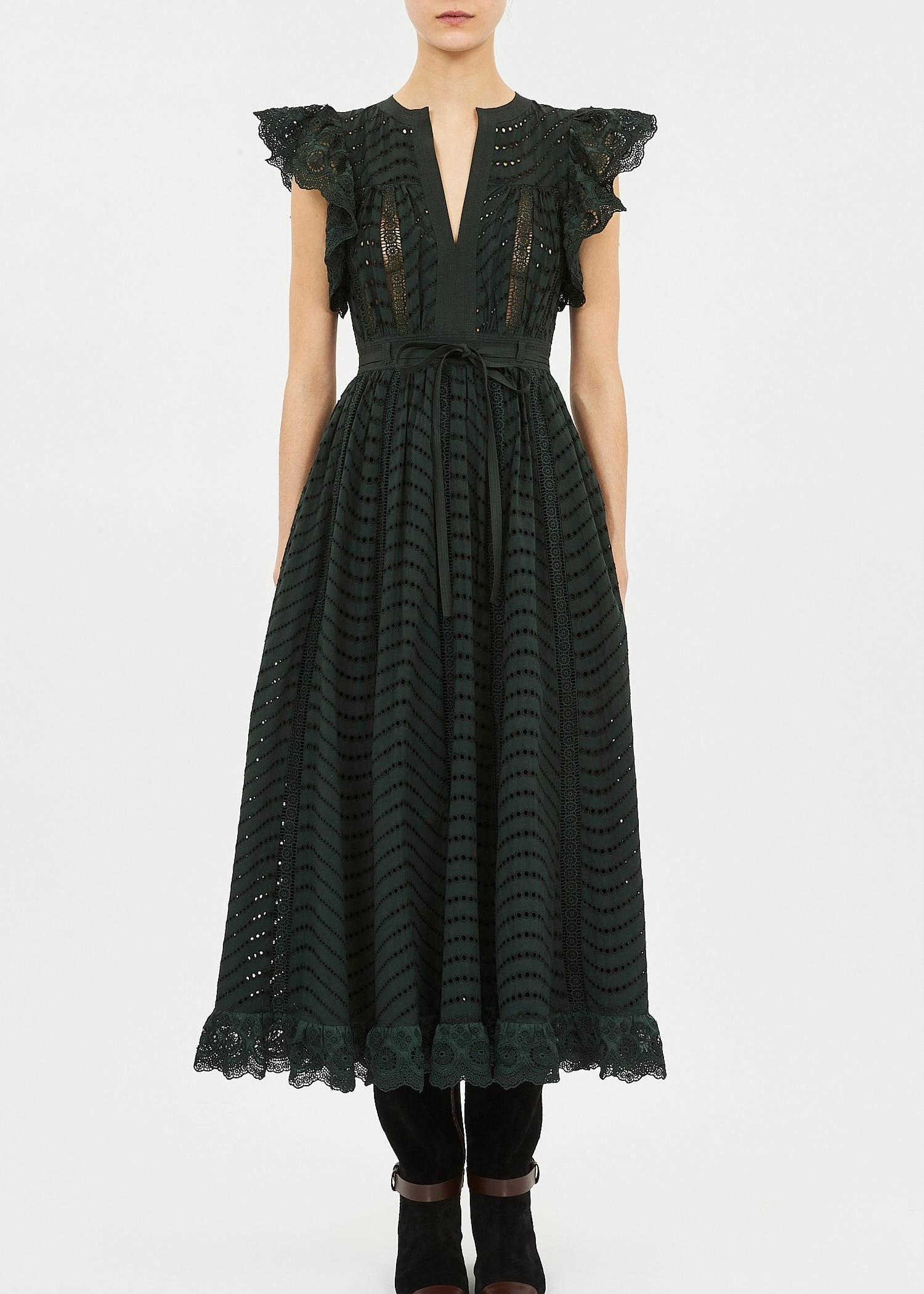 Formed Look Ulla Johnson Olga Flutter Sleeve Midi Dress