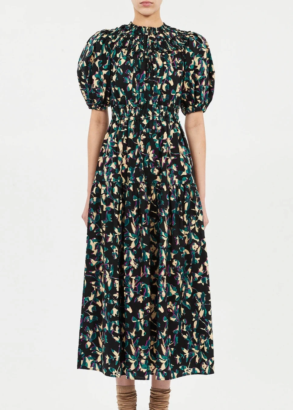 Ulla Johnson Othella Short Sleeve Midi Dress Glam Touch Evening Vibe