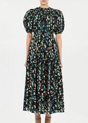 Ulla Johnson Othella Short Sleeve Midi Dress Glam Touch Evening Vibe