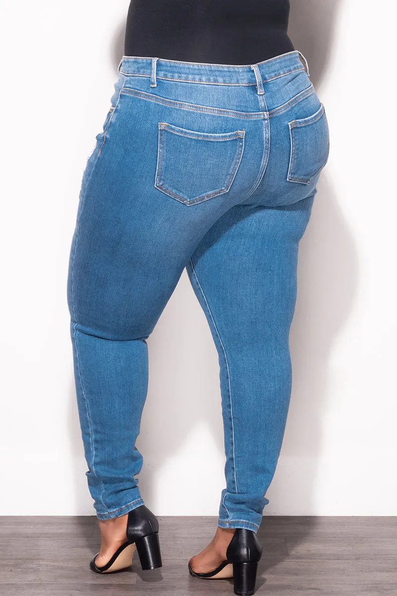 Soft Material Street Active Final Sale Plus Size Light Distressed Denim Jeans