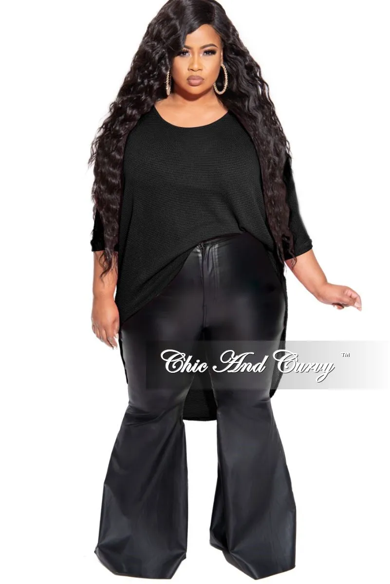 Anti Odor Treatment Final Sale Plus Size Knitted High-Low Top in Black