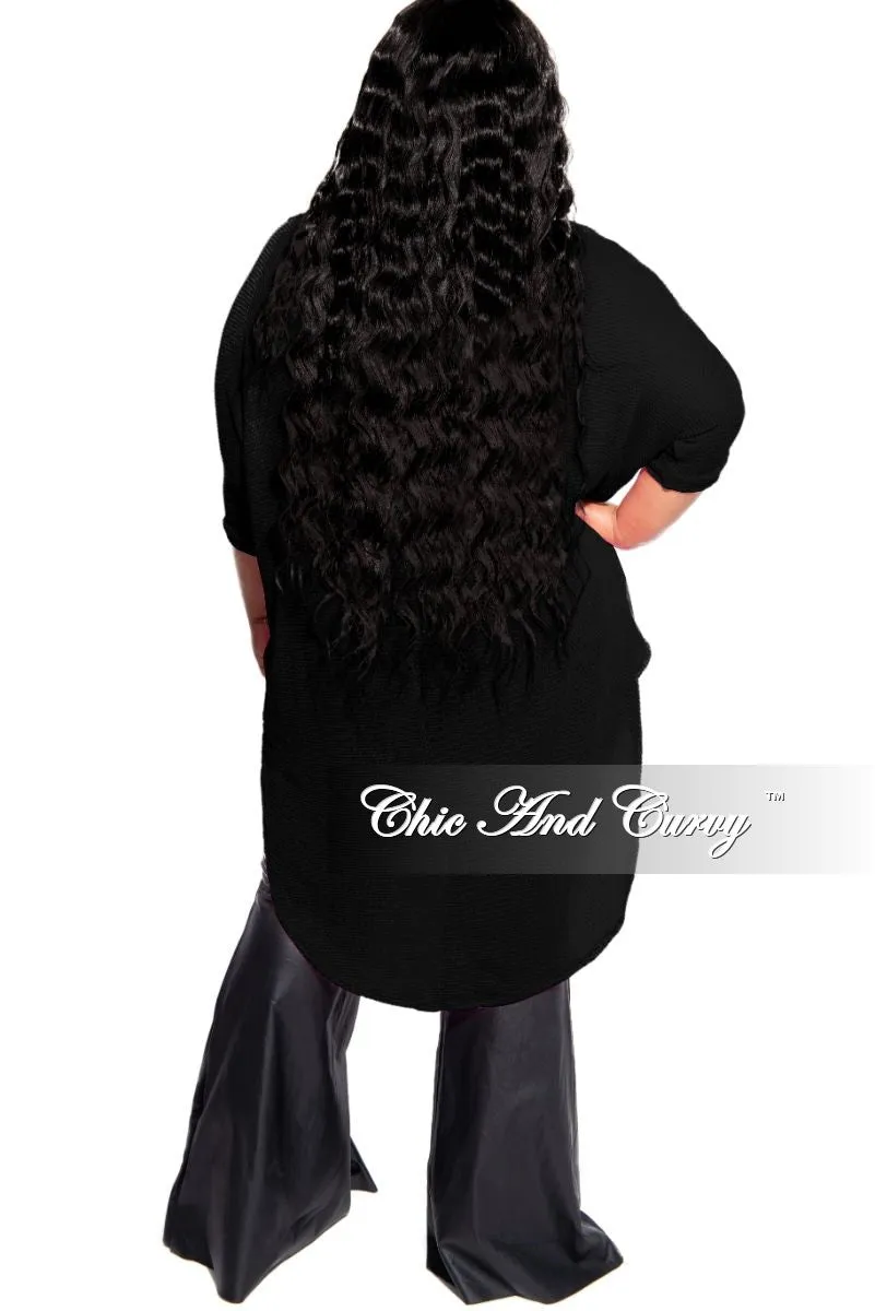 Street Active Final Sale Plus Size Knitted High-Low Top in Black