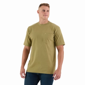 Loose style Berne Mens Light Olive 100% Cotton Heavyweight Pocket Tee S/S