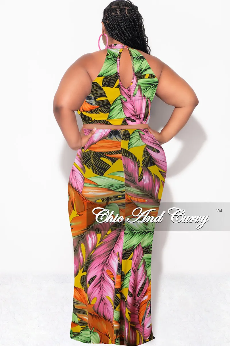 SeamlessConstruction Final Sale Plus Size Halter Neck Sleeveless Mermaid Dress in Yellow / Orange