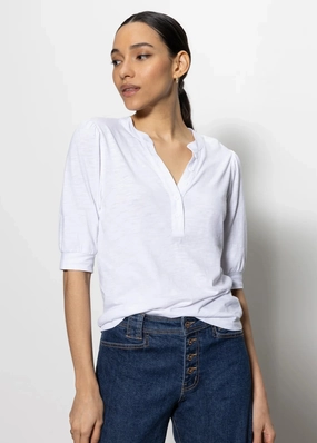 Sanctuary Mixed Media Tee White Double Chest Pocket Breathable Microfiber