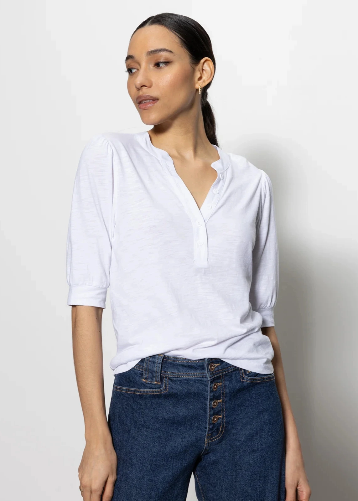 Sanctuary Mixed Media Tee White RelaxedNeckline