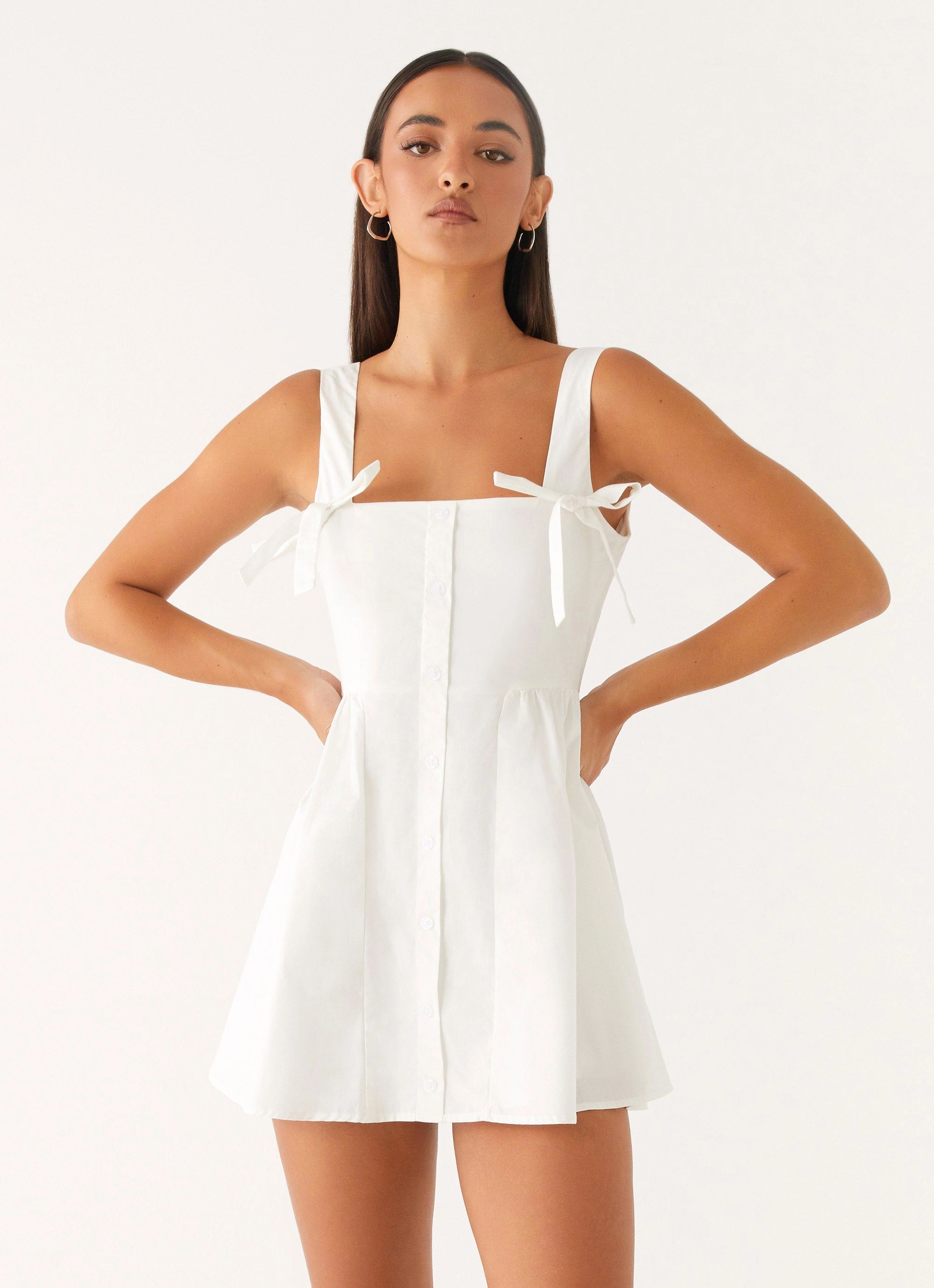 Unconditional Mini Dress - White Trendy Vibe Soft Draping