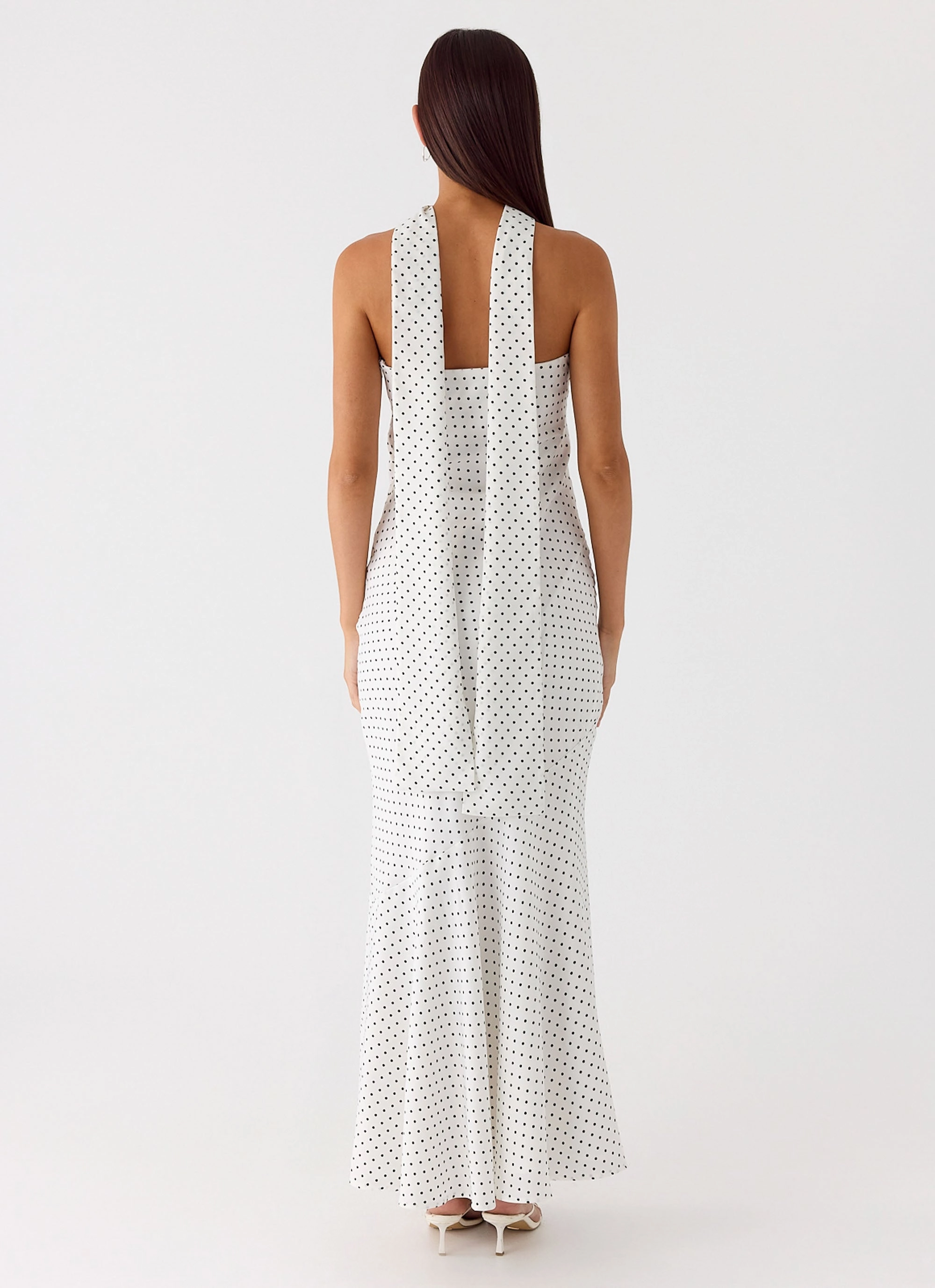 Romantic Vibe Under The Pagoda Maxi Dress - White Polkadot Reversible Fabric