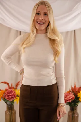 Underneath This Persona Ribbed Top-Cream Adaptive Waistband Stretchy Top