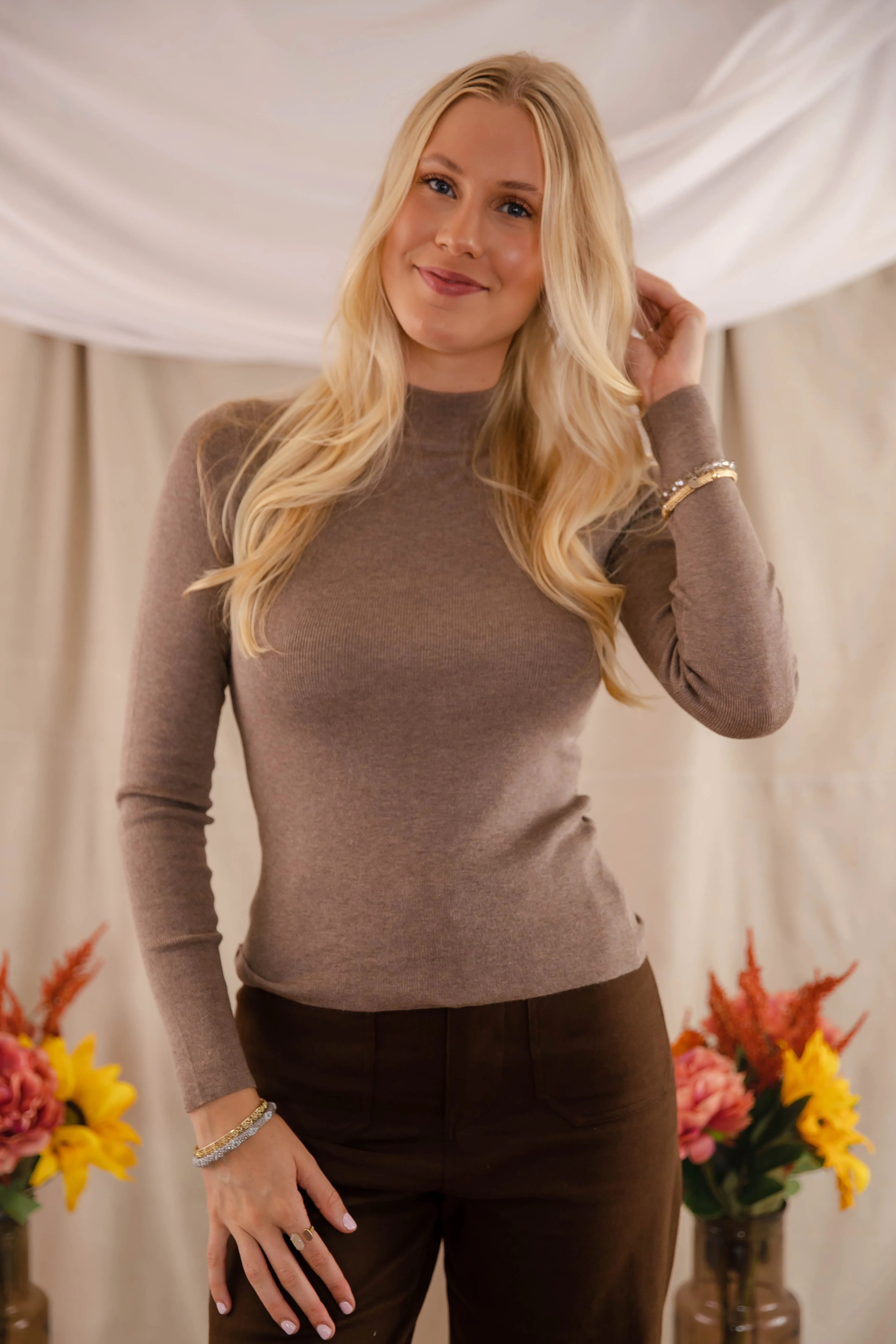 ThermalRegulating Fabric FlexFit Technology Underneath This Persona Ribbed Top-Mocha