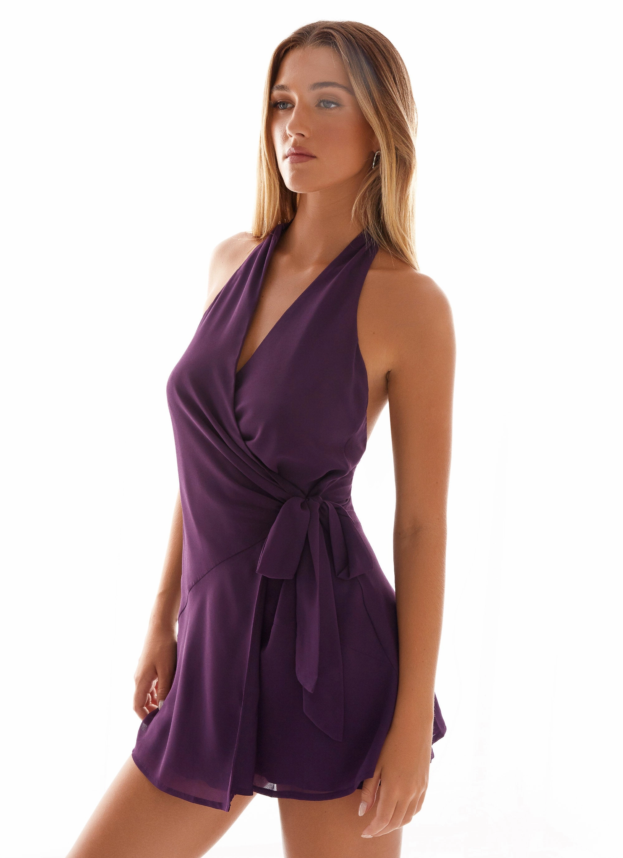 Festive Wear Flattering Fit So Chic Mini Dress - Mulberry