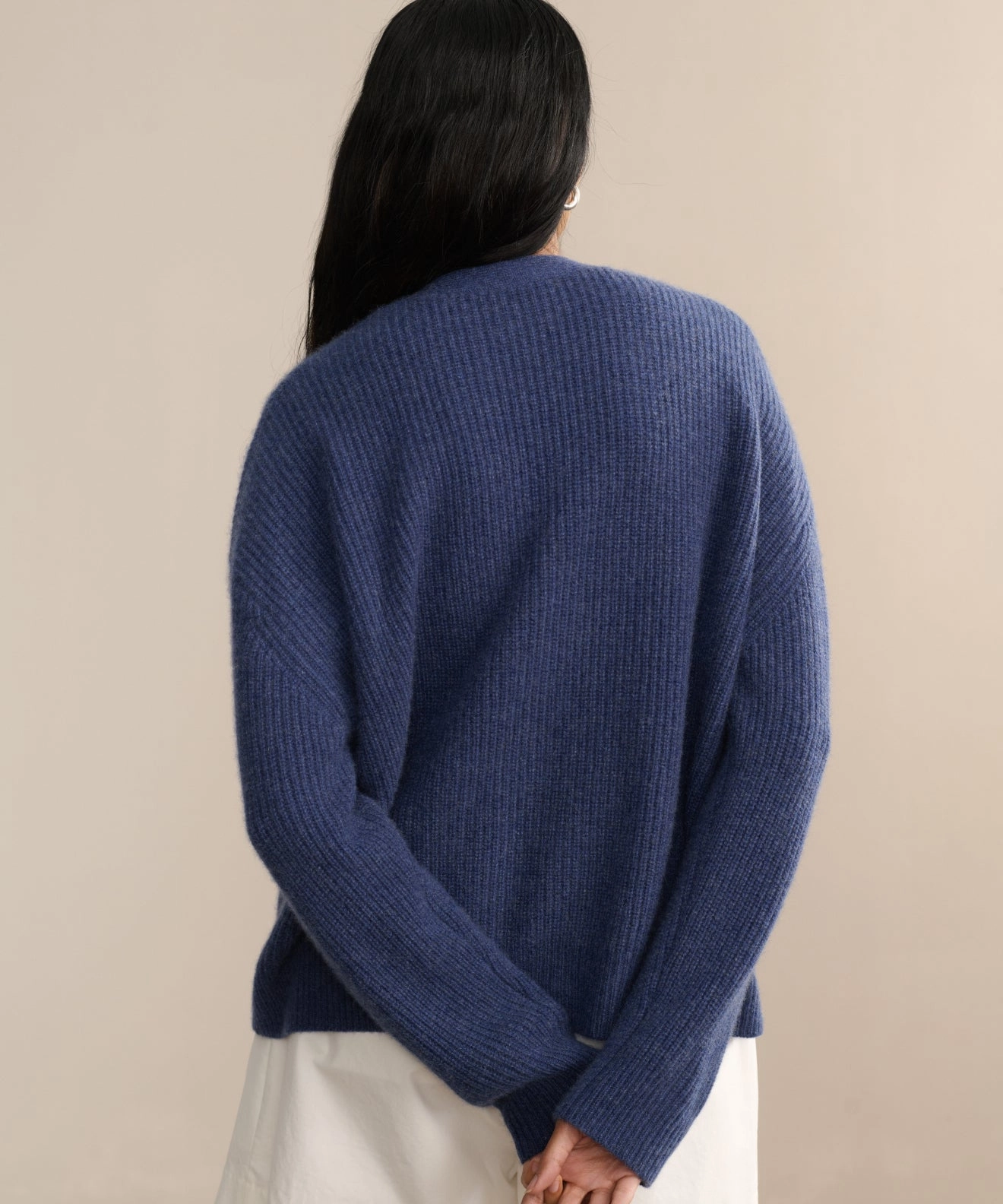 Textured Weave Warm Classic Cropped Cashmere Cocoon Cardigan