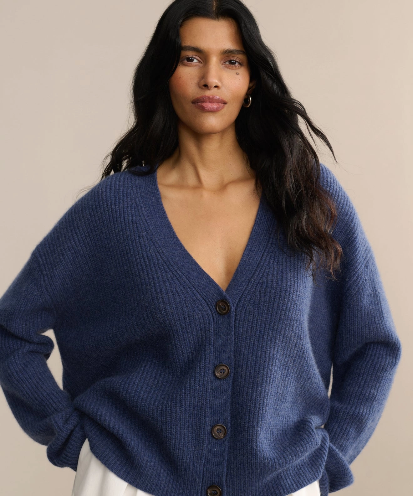Recycled Polyester Yarn Cropped Cashmere Cocoon Cardigan