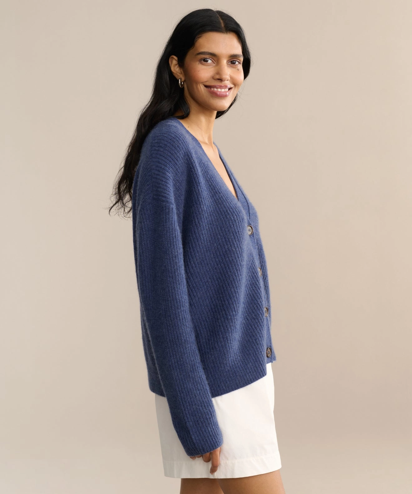 Transitional Layer MachineWashable Structure Cropped Cashmere Cocoon Cardigan
