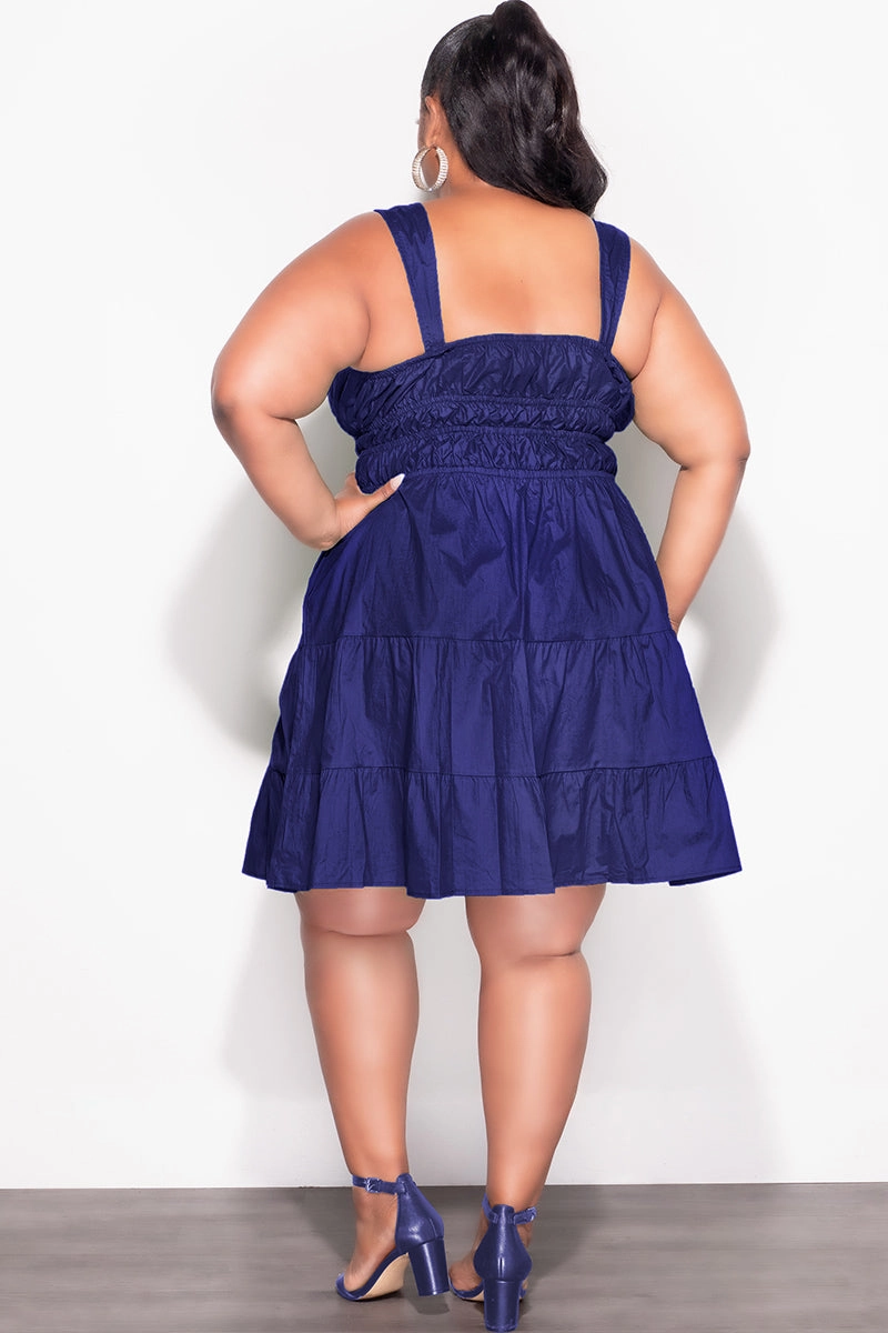 ReinforcedSeams Final Sale Plus Size Sleeveless Baby Doll Dress in Navy Blue
