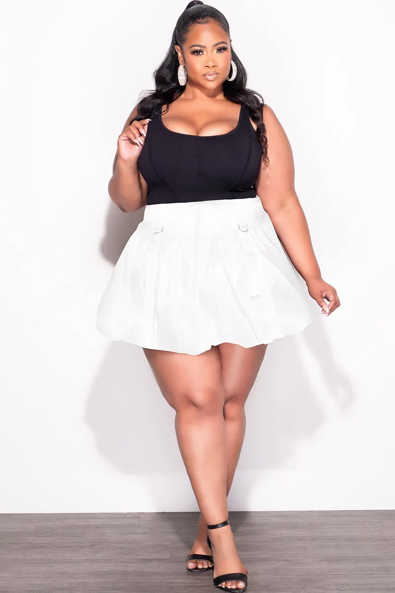 Urban Comfort Clean Lines Final Sale Plus Size Bubble Mini Skirt in White