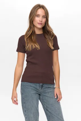NURILEY SS TEE - Black Coffee wrinkle free finish Elasticated Trim