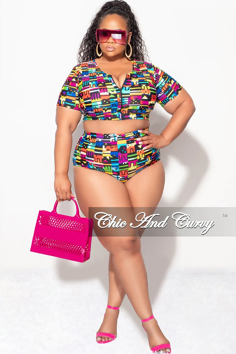 Air Comfort Exclusive Chic And Curvy - Final Sale Plus Size 2pc Swimwear in Multi Color Design