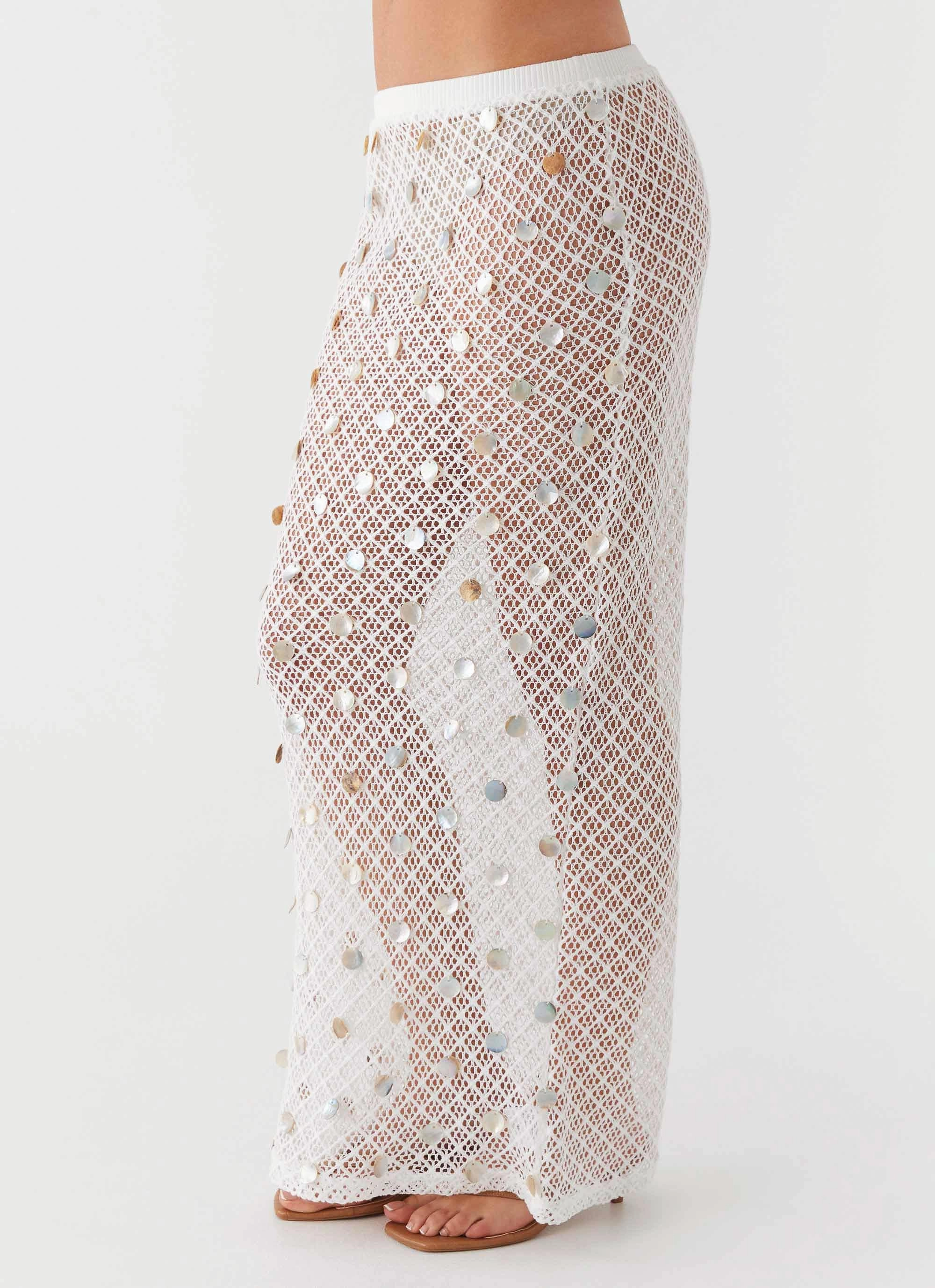 Family Swimwear Seaside Style Lovina Shell Knit Maxi Skirt - White