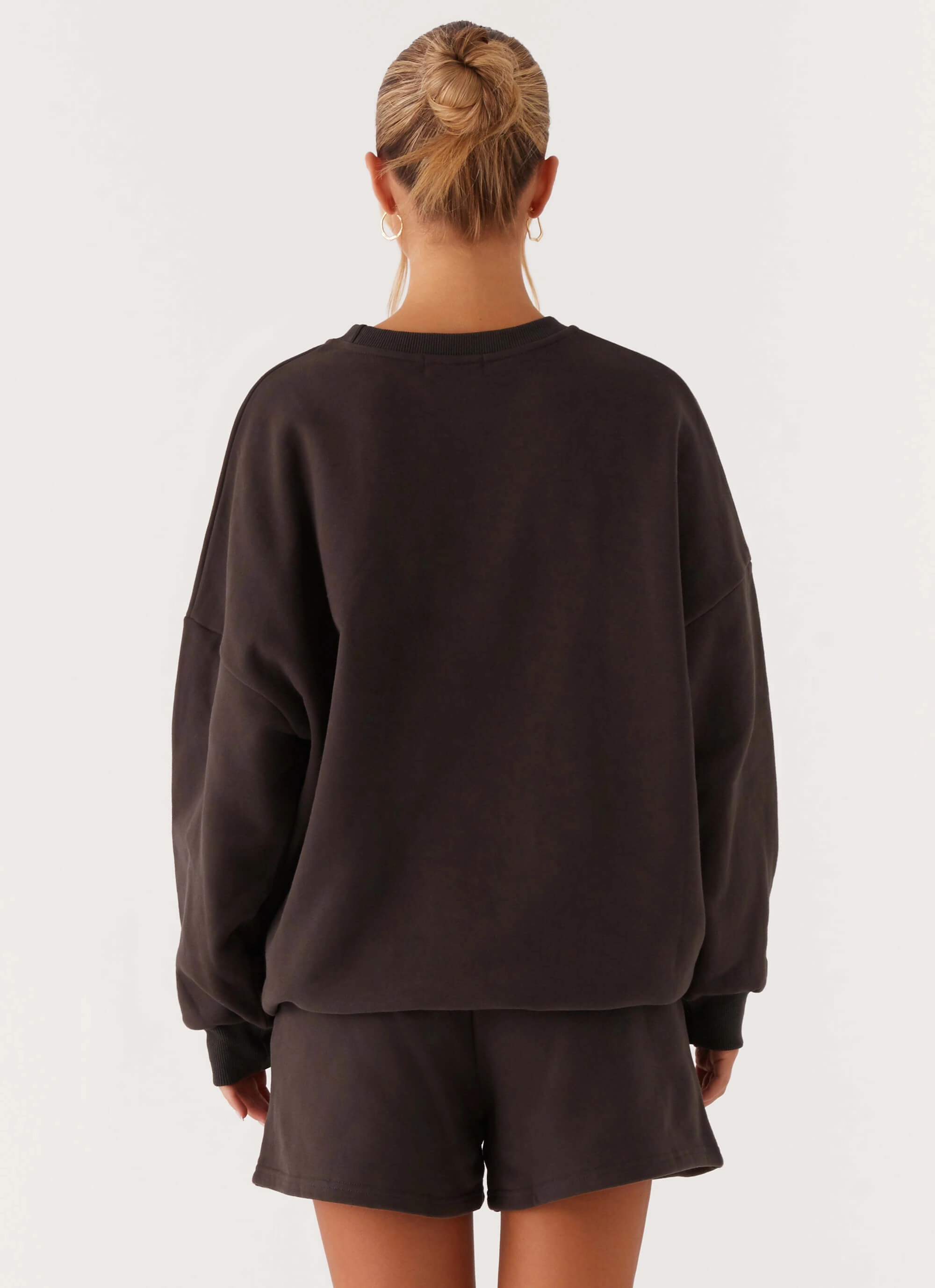 Signature Oversized Sweatshirt - Charcoal Ribbed Collar Detail Autumn Fashion