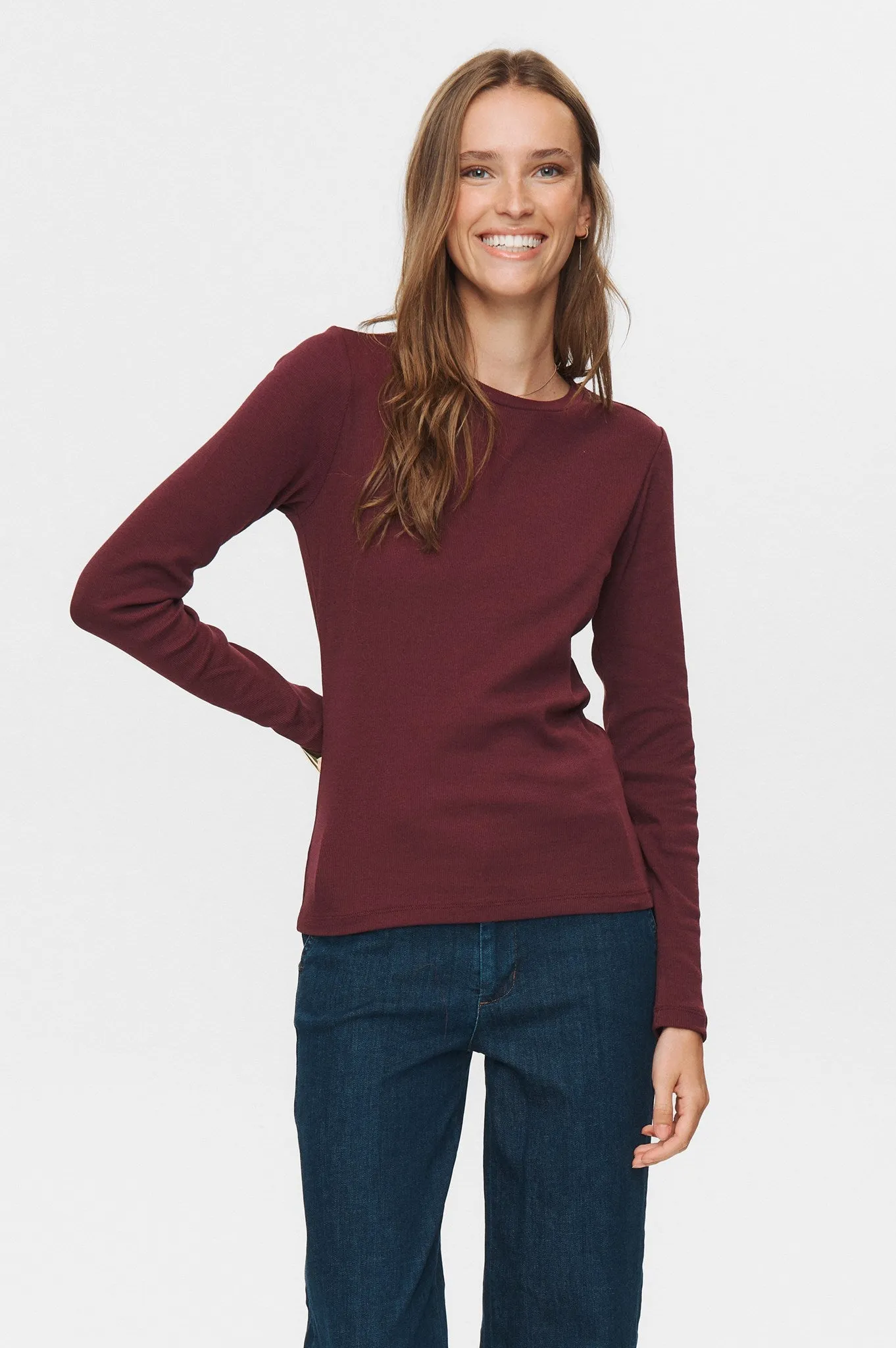 NURILEY LS TEE - Winetasting Interlock Stitching
