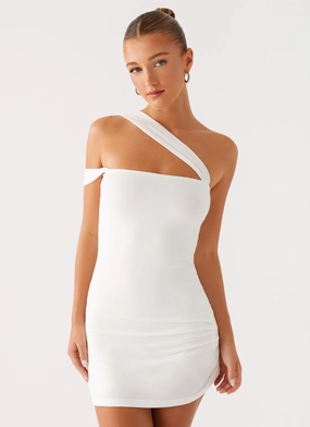 Mesh-Detail Lena Ruched Mini Dress - Ivory