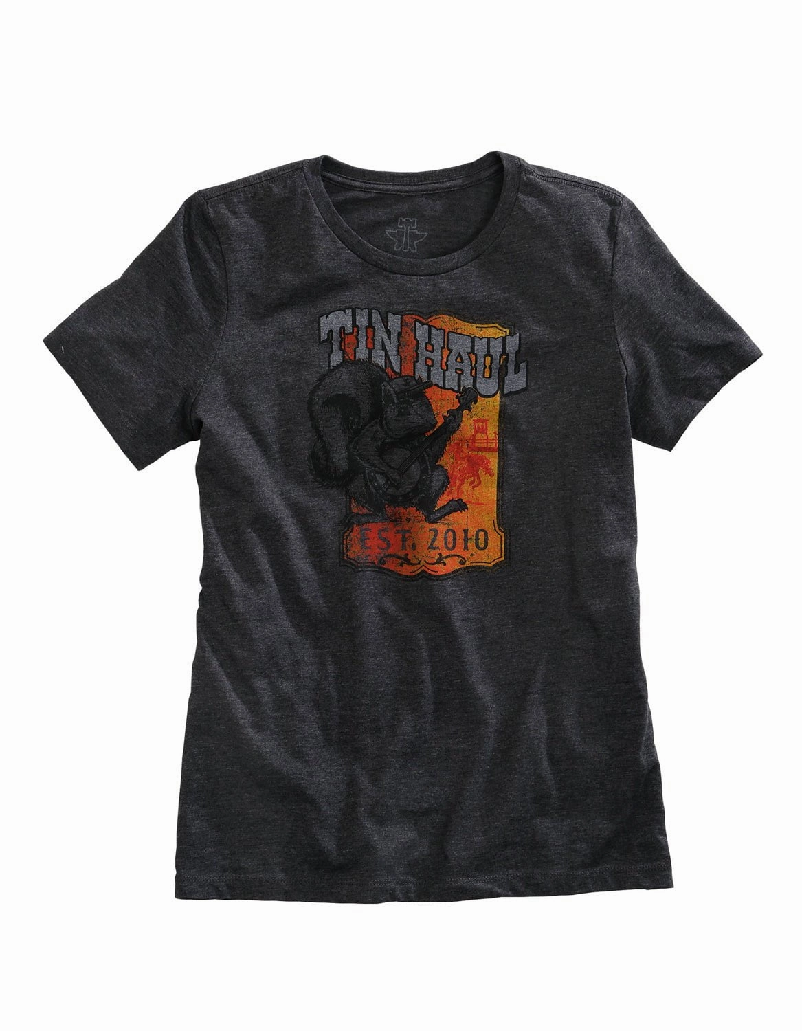 Comfort Stretch Hooded Option Tin Haul Womens Grey Cotton Blend Squirrel Nut S/S Retro T-Shirt