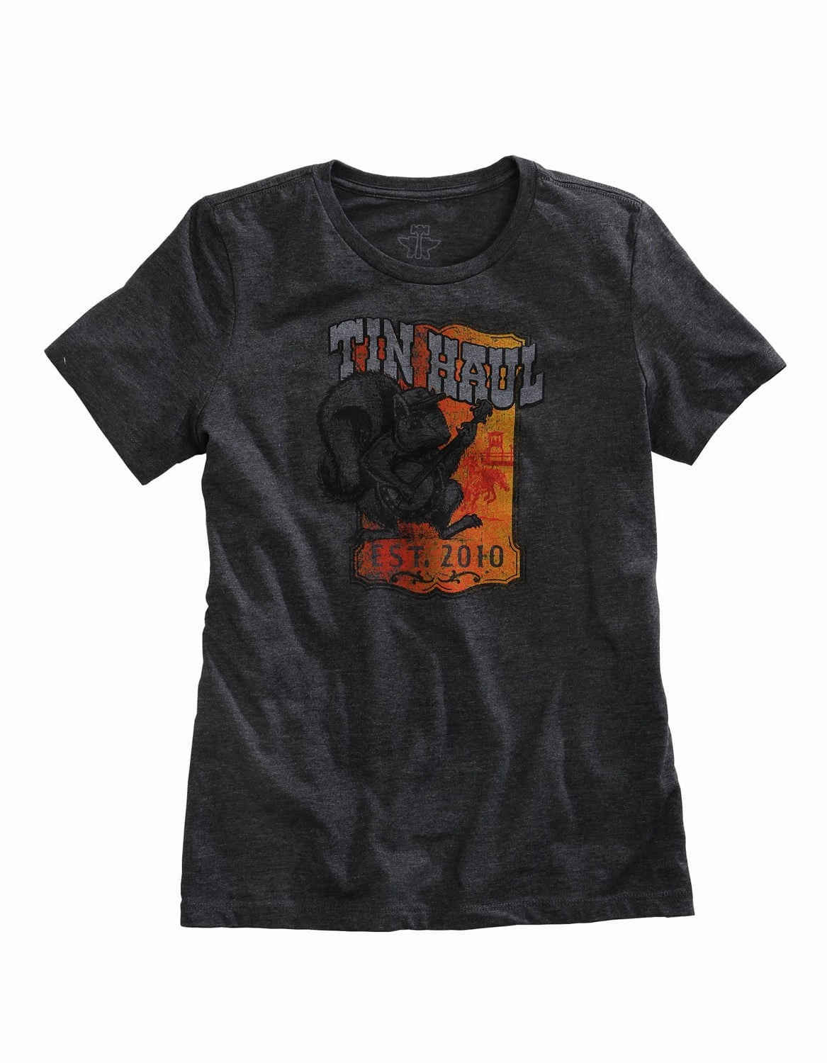 Quick Dry Technology Yoke Design Tin Haul Womens Grey Cotton Blend Squirrel Nut S/S Retro T-Shirt