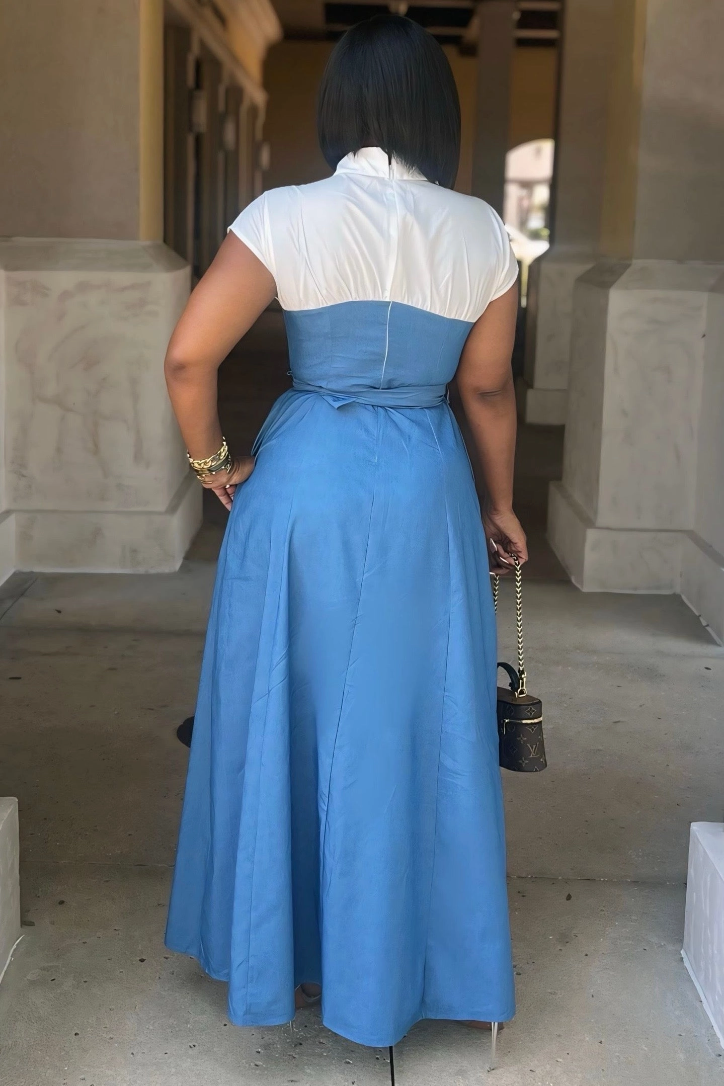 Vaughn Power Play Denim Maxi Dress Formal Choice