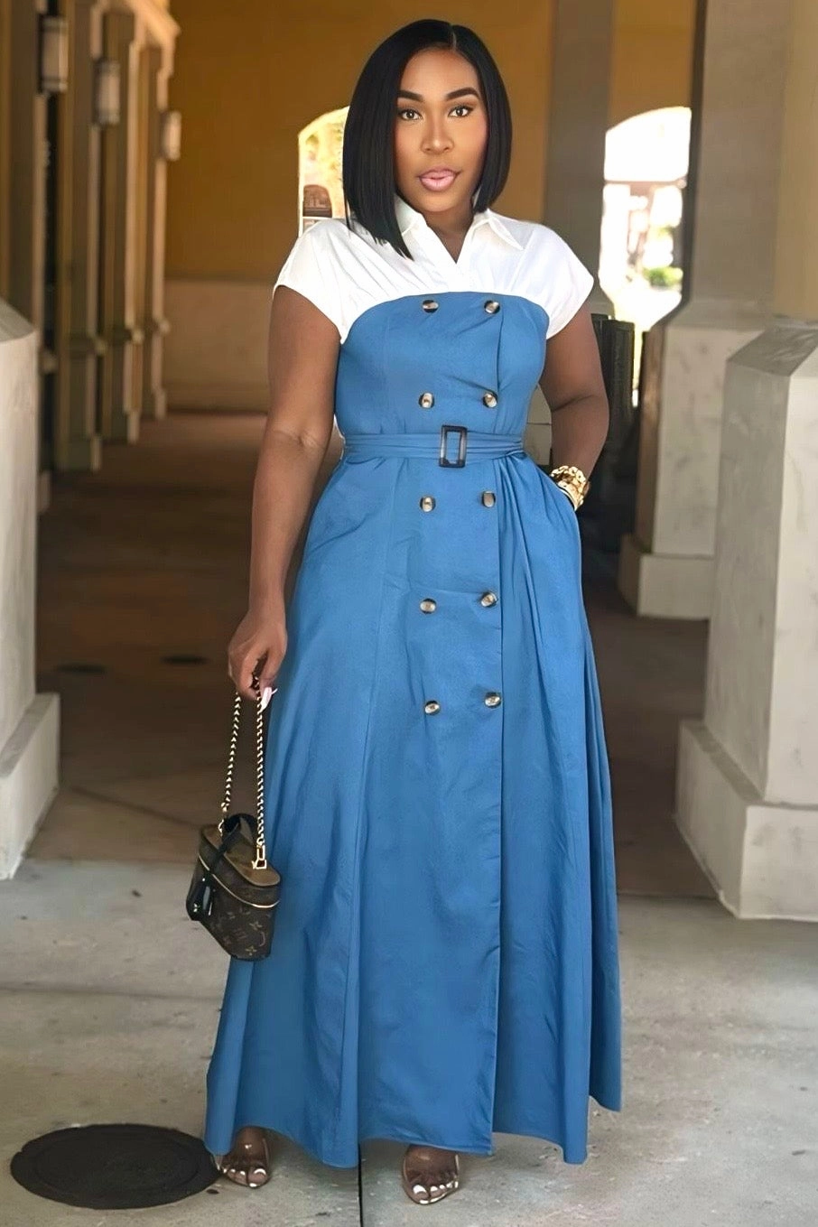 Vaughn Power Play Denim Maxi Dress Natural Style Gentle Motion