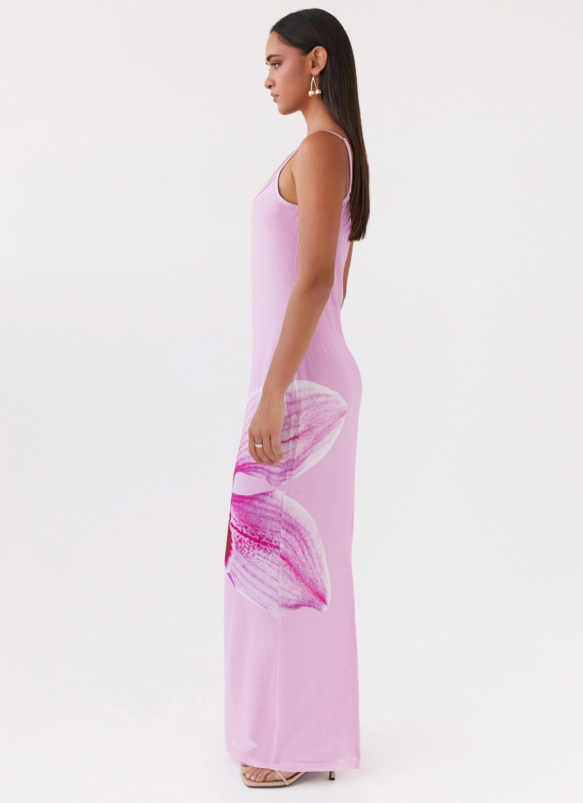 Bad News Mesh Maxi Dress - Pink Magnolia Fine Texture