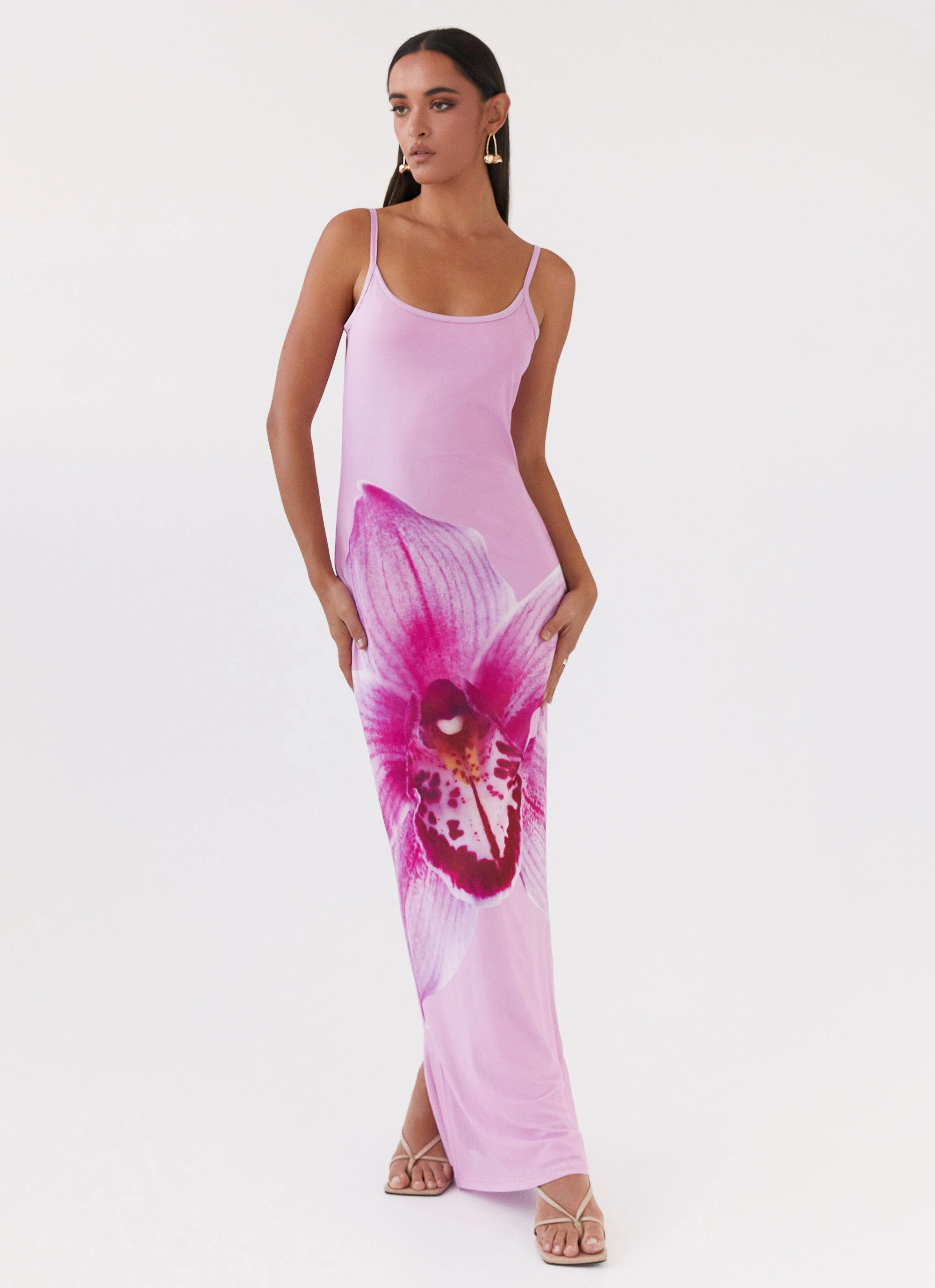 Light Bow Bad News Mesh Maxi Dress - Pink Magnolia