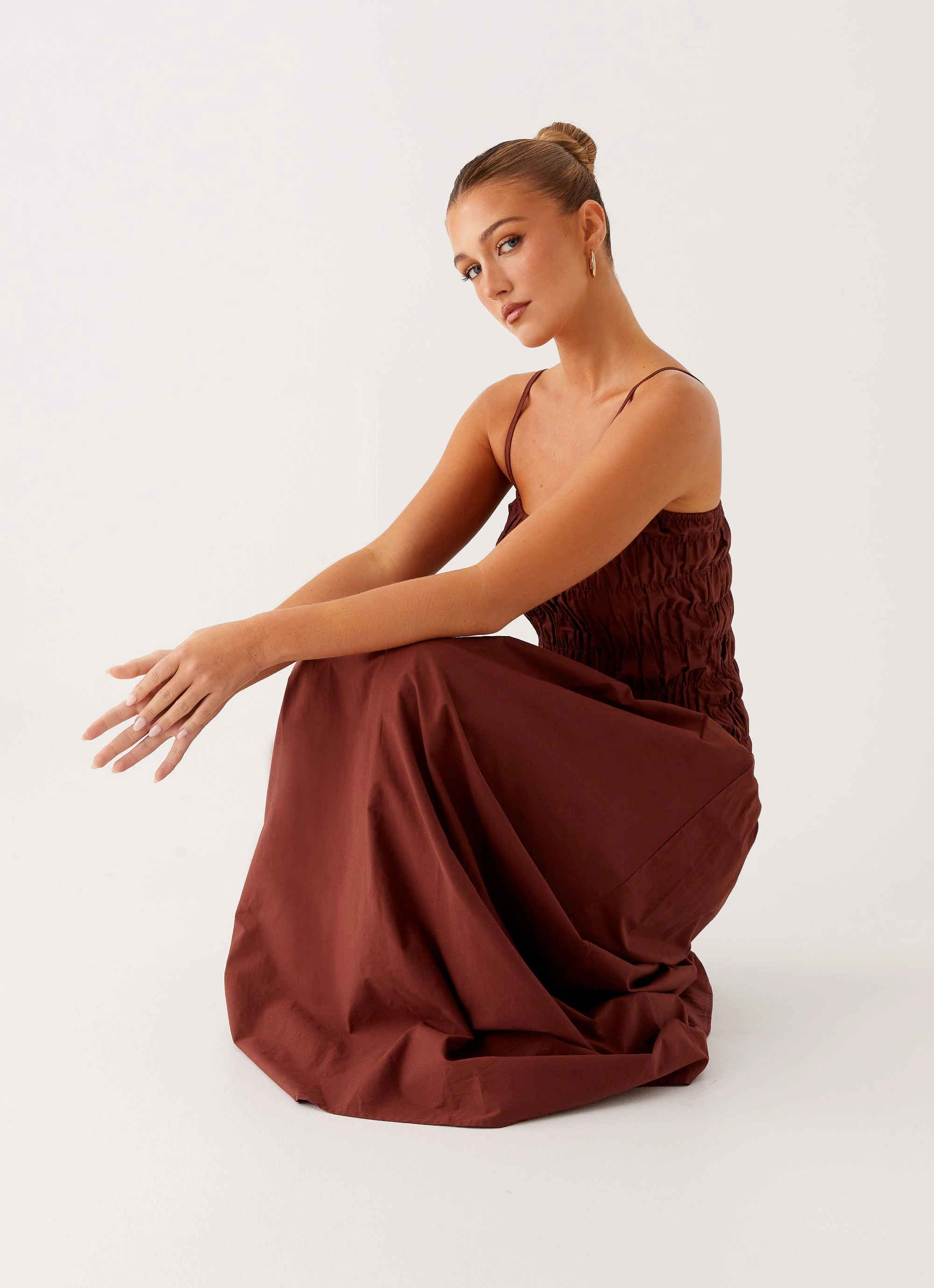 Clean Flow Sleek Draping Brooke Maxi Dress - Chocolate