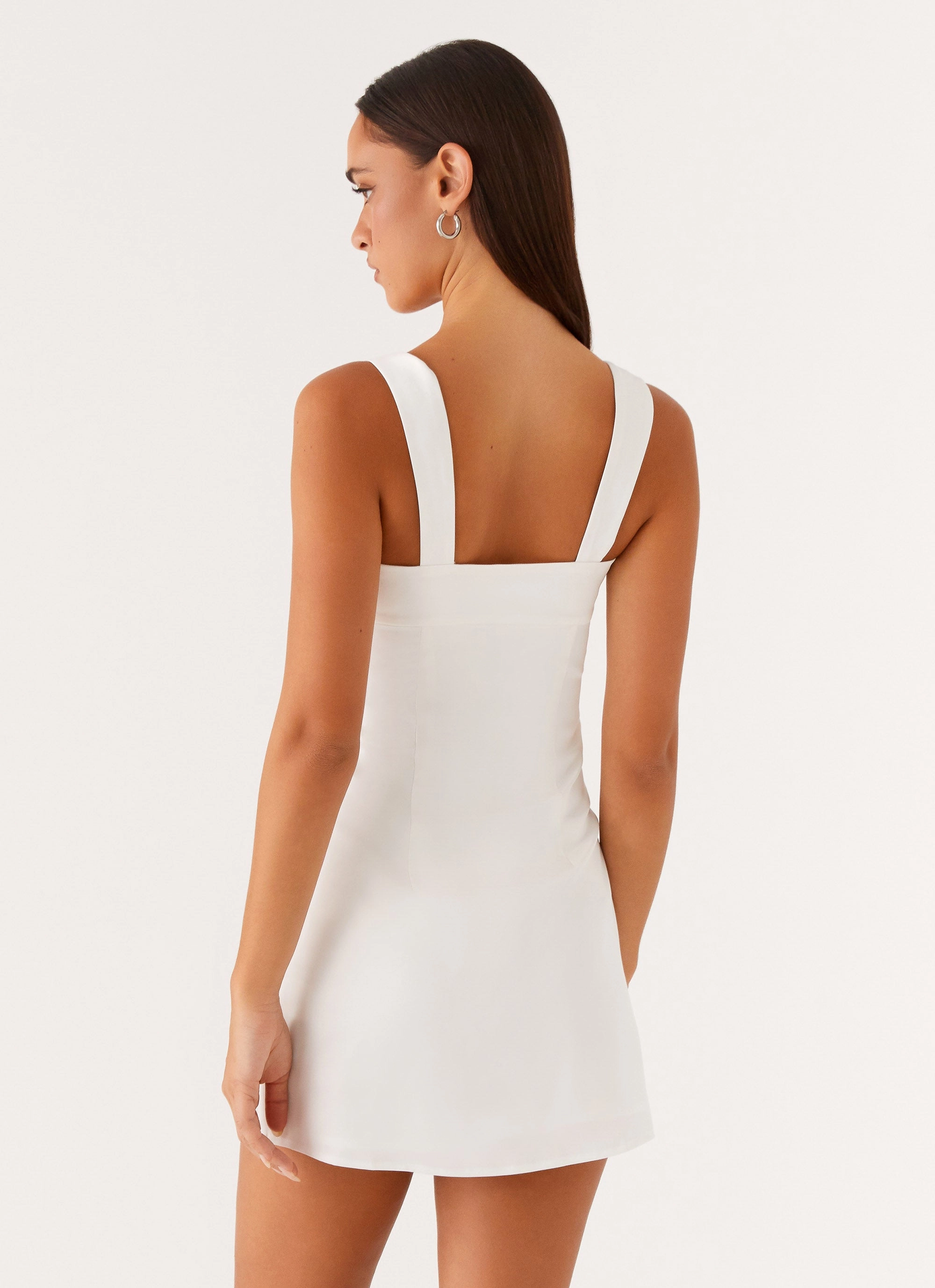 All Occasion Flattering Shape Look Odette Satin Mini Dress - White