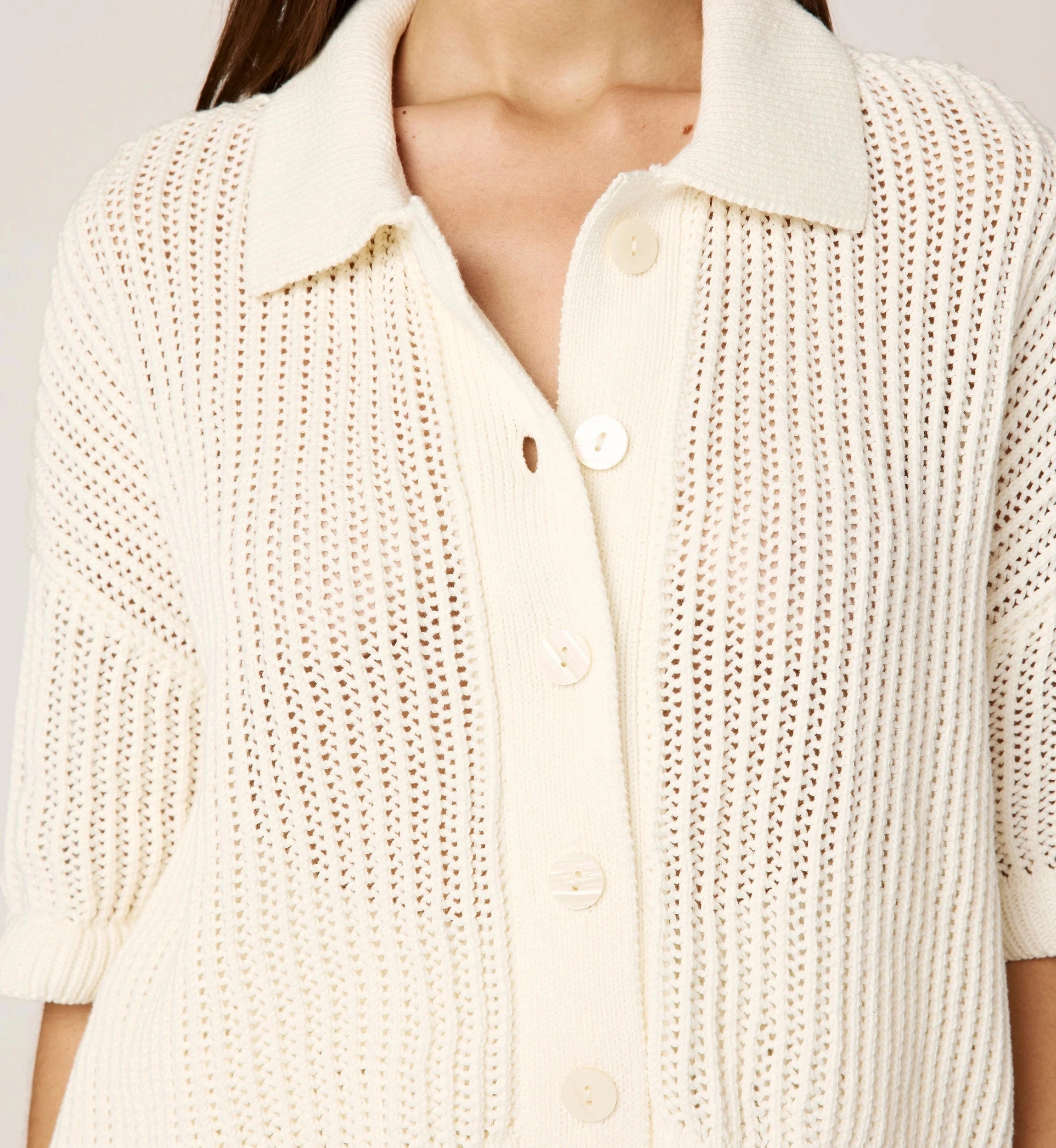 AntiSlipGrip Soft Touch Texture Peri Crochet Top | Ivory