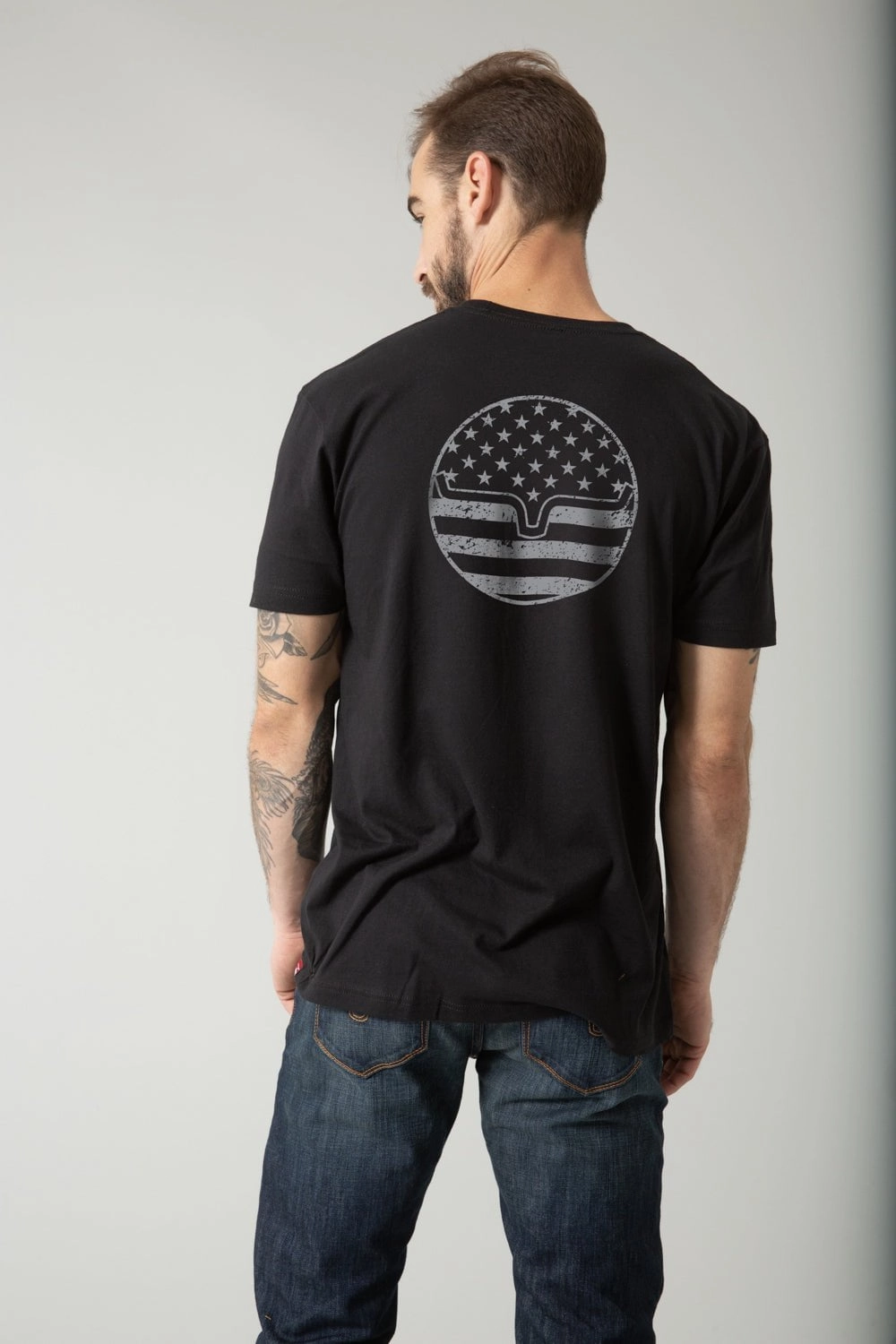 Performance Fit Fresh Style Kimes Ranch Mens American Bullseye Black Cotton Blend S/S T-Shirt