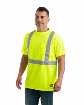 Stretch Material Lightweight Material Berne Mens Yellow Polyester Hi-Viz Performance S/S Tee S/S
