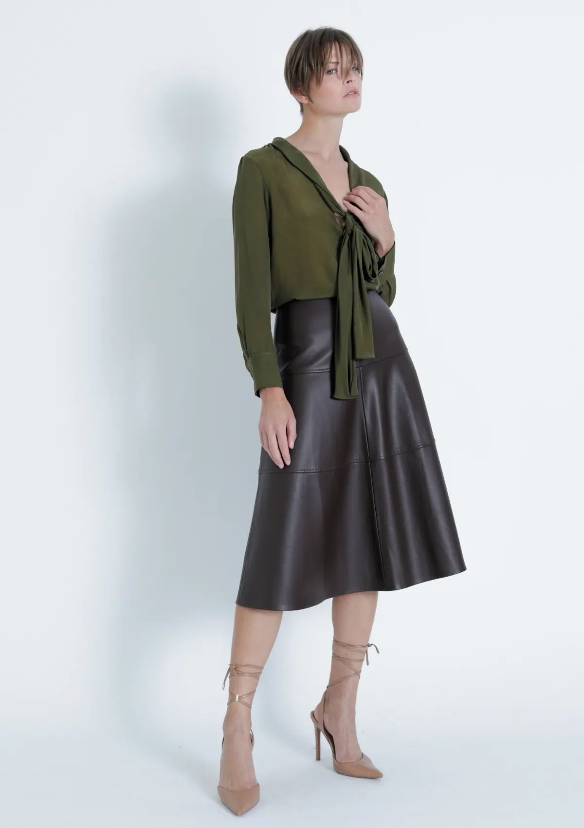 Victoria Vegan Leather Midi Skirt Fashionable Design