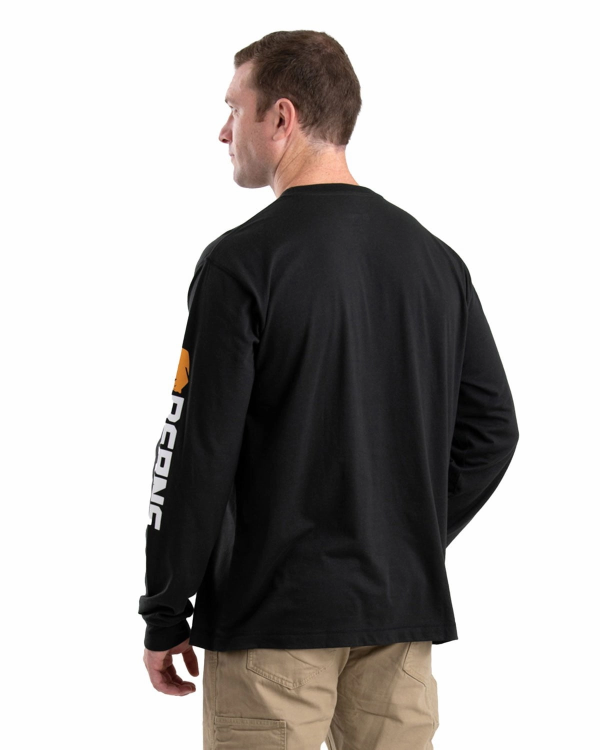 Berne Mens Signature Performance Black Cotton Blend L/S T-Shirt Casual Design Fit Casual Essential