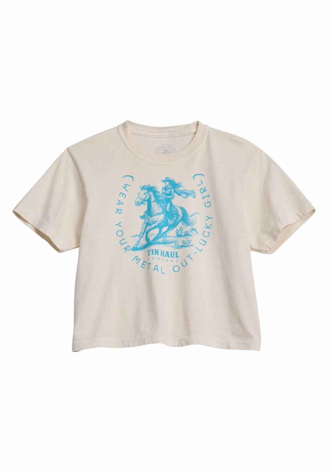 Seamless Side Panels Tin Haul Womens Wear Your Metal Out Horseshoe Ivory 100% Cotton S/S T-Shirt