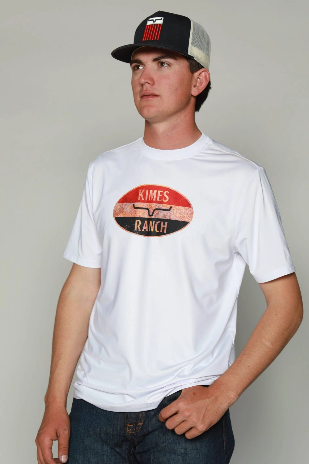 Kimes Ranch Mens American Standard Tee Stone Polyester S/S T-Shirt Wrinkle Resistant Finish Gradient effect