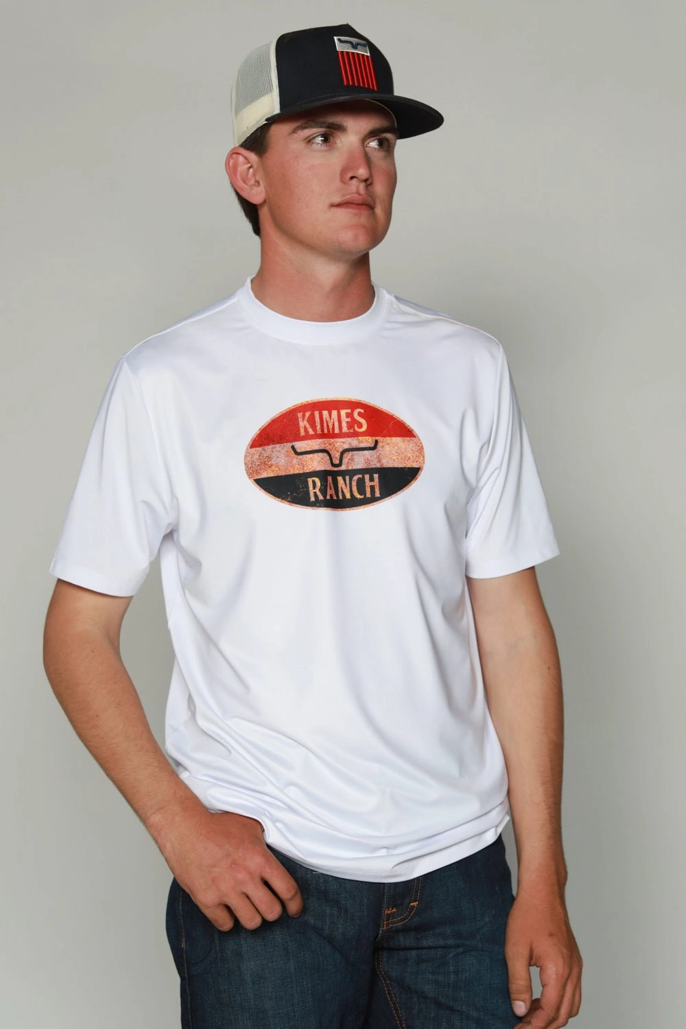 Flexible Shoulder Panels Kimes Ranch Mens American Standard Tee Stone Polyester S/S T-Shirt