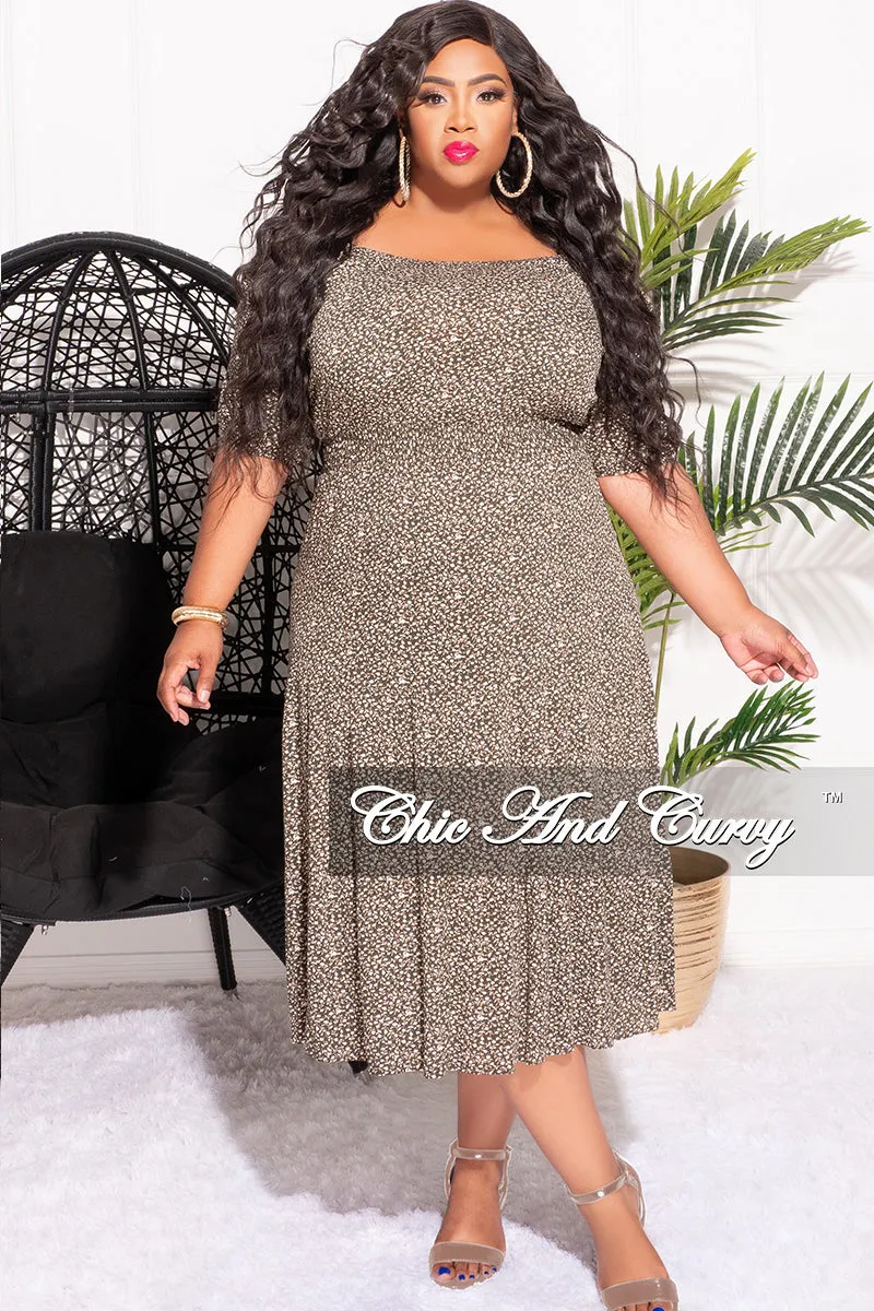 Final Sale Plus Size Off the Shoulder Dress in Olive Floral Print Light wash City Ready