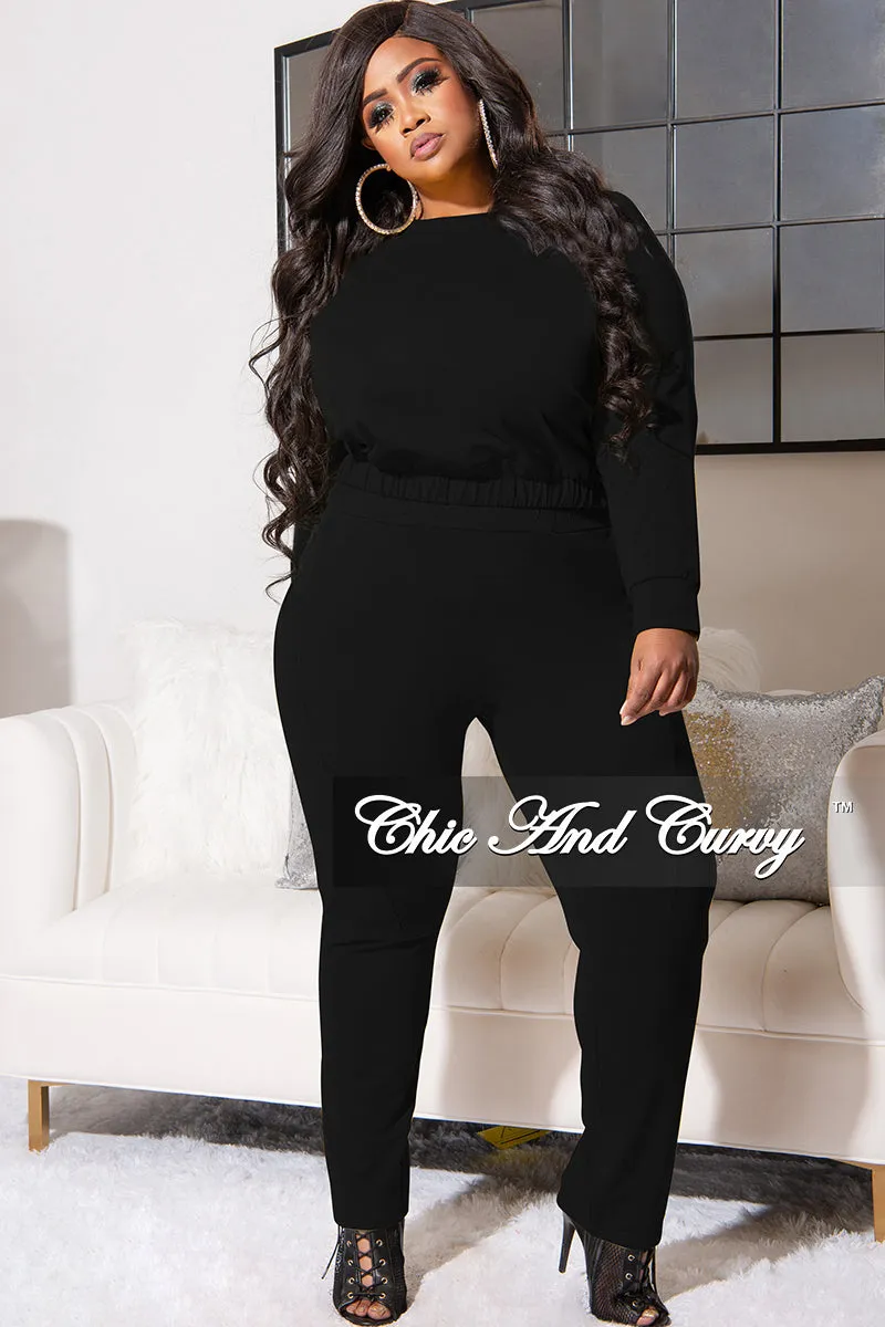 Roll-up style Final Sale Plus Size 2pc Lounge Set in Black