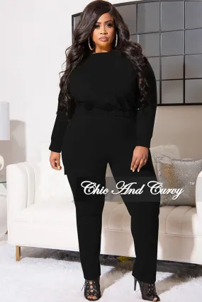 Final Sale Plus Size 2pc Lounge Set in Black Utility Ready Sporty Appeal