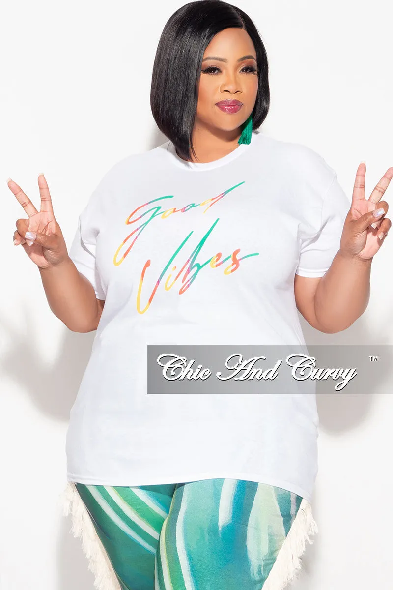 Smooth Texture Final Sale Plus Size "Good Vibes" Graphic T-Shirt