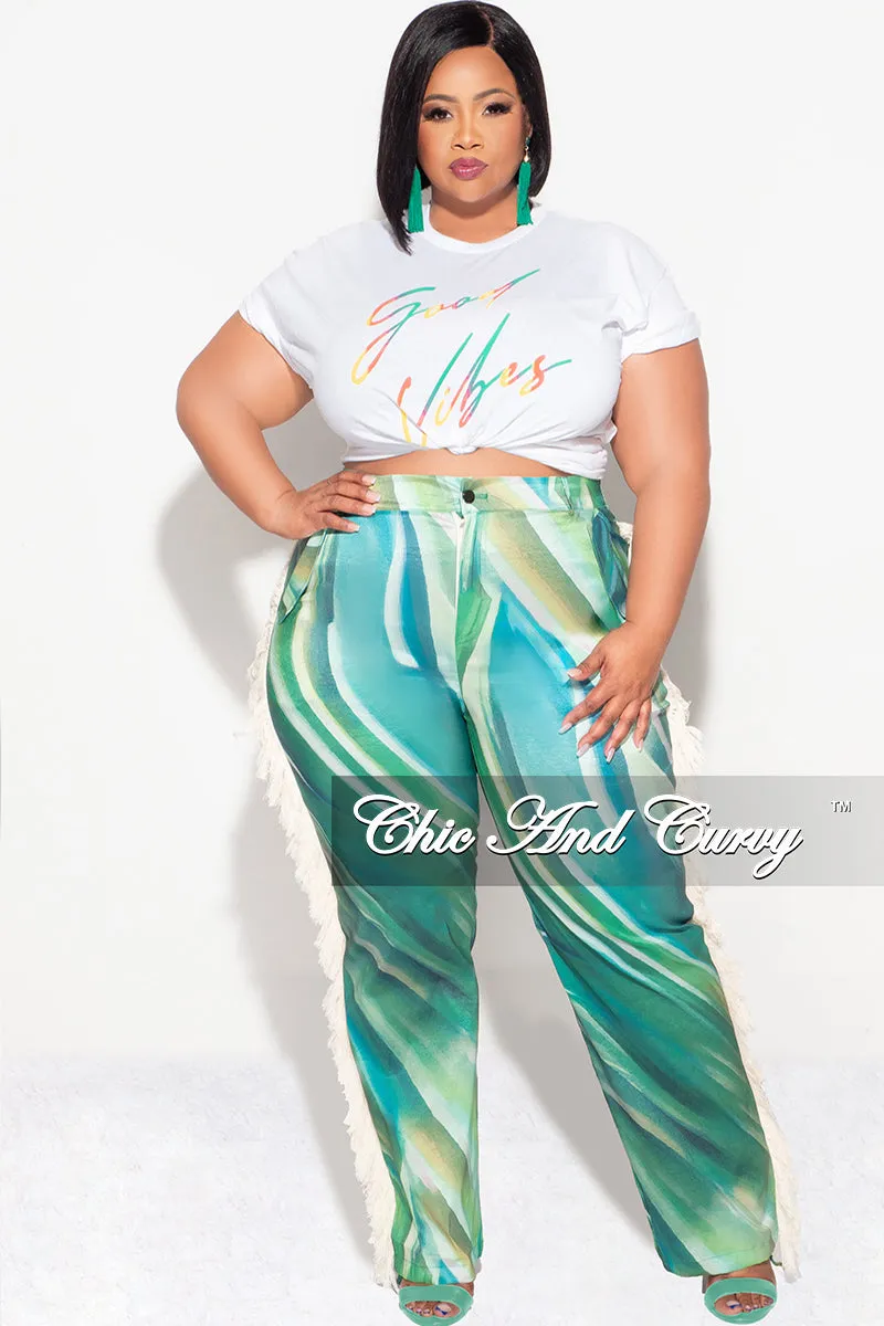 High Waist Stretch Final Sale Plus Size "Good Vibes" Graphic T-Shirt