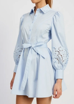 Ready Glow En Saison Abigal Eyelet Mini Shirtdress