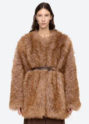 Sea NY Fifi Faux Fur Jacket Temperature Balancing Layer